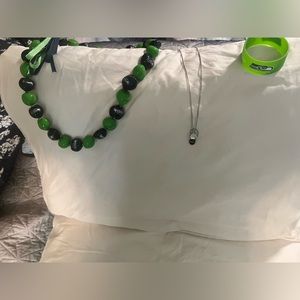 Seattle Seahawks lot of 2 necklaces and bracelet.